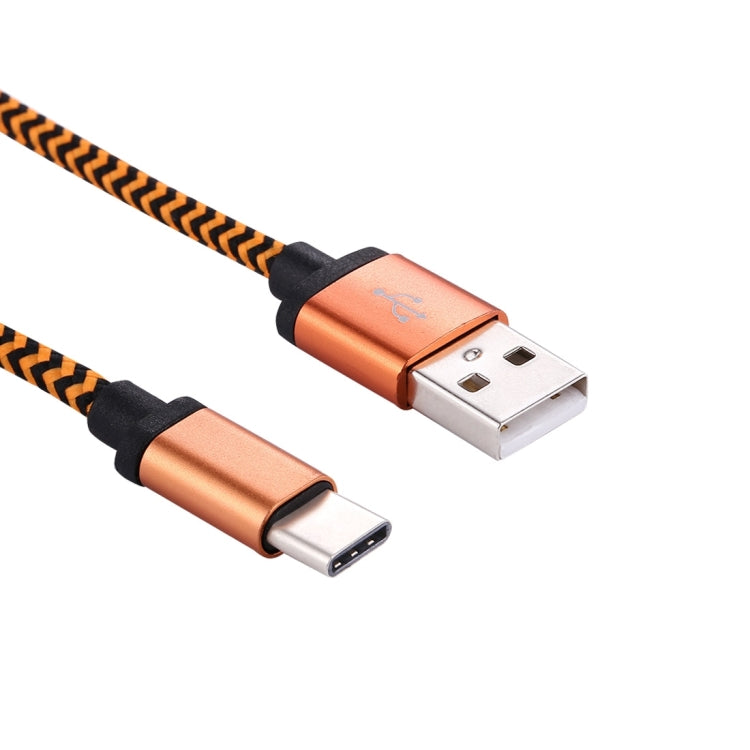 1m Woven Style USB-C / Type-C 3.1 to USB 2.0 Data Sync Charge Cable(Orange) - USB-C & Type-C Cable by PMC TechLife | Online Shopping South Africa | PMC TechLife | Buy Now Pay Later Mobicred
