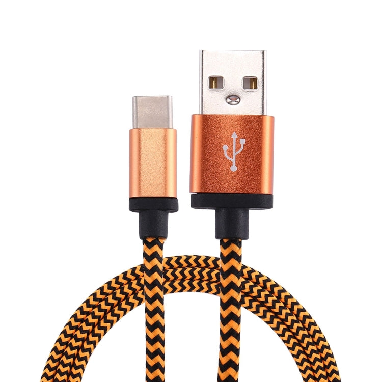 1m Woven Style USB-C / Type-C 3.1 to USB 2.0 Data Sync Charge Cable(Orange) - USB-C & Type-C Cable by PMC TechLife | Online Shopping South Africa | PMC TechLife | Buy Now Pay Later Mobicred