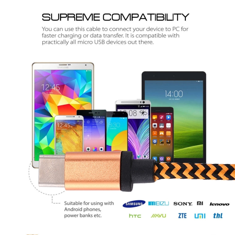 1m Woven Style USB-C / Type-C 3.1 to USB 2.0 Data Sync Charge Cable(Orange) - USB-C & Type-C Cable by PMC TechLife | Online Shopping South Africa | PMC TechLife | Buy Now Pay Later Mobicred