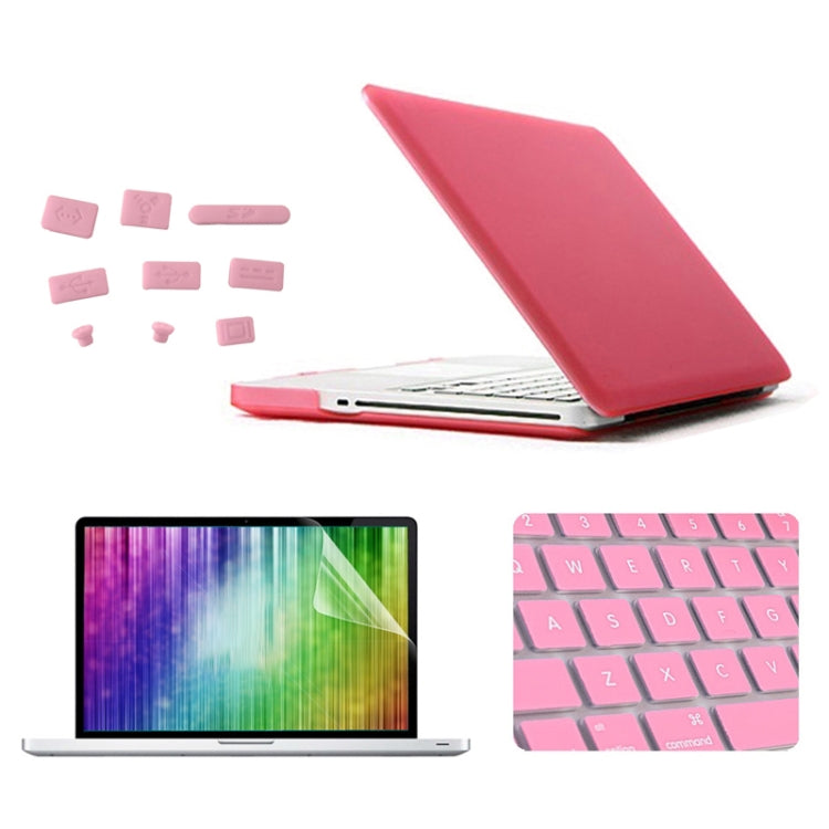 ENKAY for MacBook Pro 13.3 inch (US Version) / A1278 4 in 1 Frosted Hard Shell Plastic Protective Case with Screen Protector & Keyboard Guard & Anti-dust Plugs(Pink) - MacBook Pro Cases by ENKAY | Online Shopping South Africa | PMC Jewellery | Buy Now Pay Later Mobicred