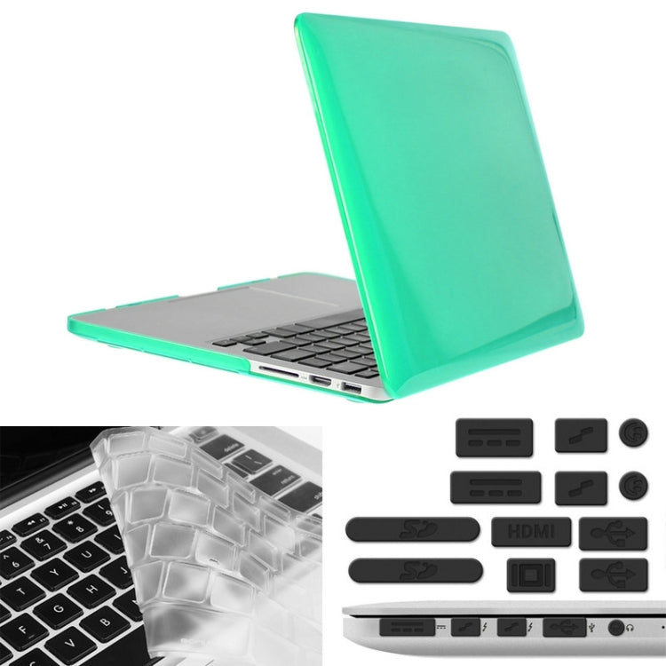 ENKAY for Macbook Pro Retina 13.3 inch (US Version) / A1425 / A1502 Hat-Prince 3 in 1 Crystal Hard Shell Plastic Protective Case with Keyboard Guard & Port Dust Plug(Green) - MacBook Pro Cases by ENKAY | Online Shopping South Africa | PMC Jewellery | Buy Now Pay Later Mobicred