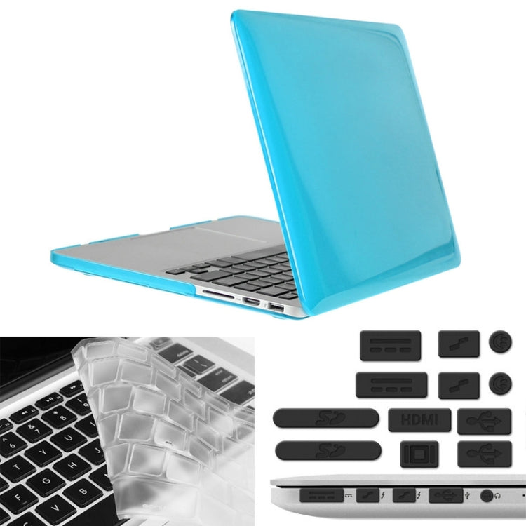 ENKAY for Macbook Pro Retina 13.3 inch (US Version) / A1425 / A1502 Hat-Prince 3 in 1 Crystal Hard Shell Plastic Protective Case with Keyboard Guard & Port Dust Plug(Blue) - MacBook Pro Cases by ENKAY | Online Shopping South Africa | PMC Jewellery | Buy Now Pay Later Mobicred