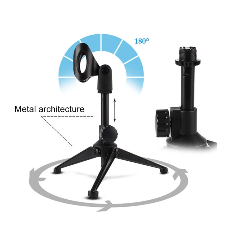 Extendable Adjustable Microphone Tripod Desktop Stand, Height: 19.5-24.5cm, For Live Broadcast, Show, KTV, etc - Stand by PMC TechLife | Online Shopping South Africa | PMC TechLife