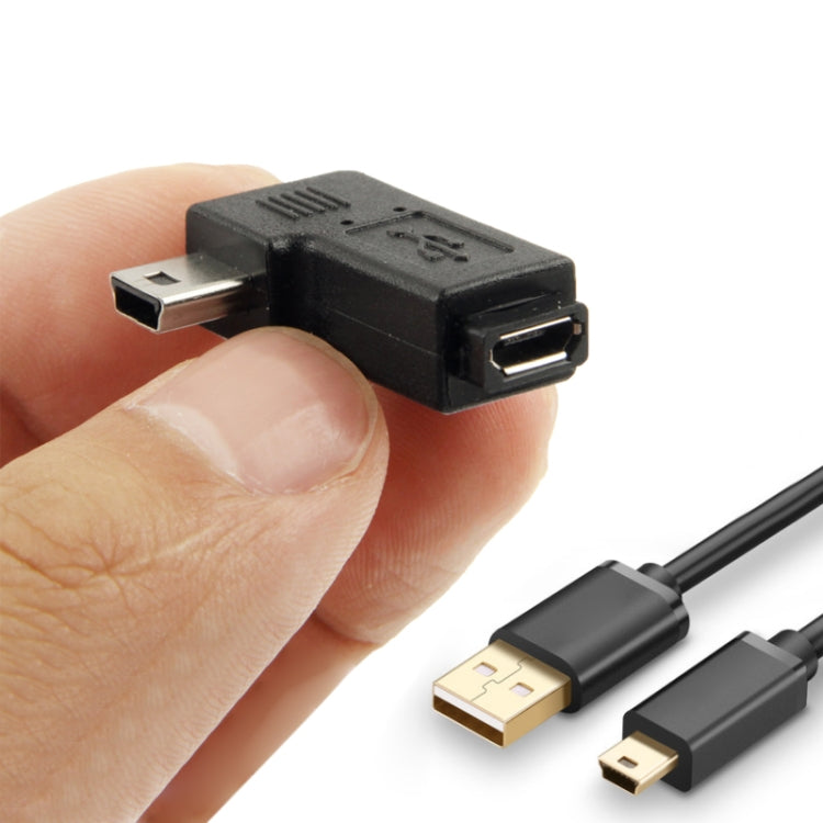 90 Degree Micro USB to Mini USB Adapter(Black) - USB Adapter by PMC TechLife | Online Shopping South Africa | PMC TechLife | Buy Now Pay Later Mobicred