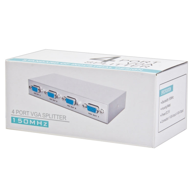 4 Port 150MHz VGA Splitter (1 VGA Input, 4 VGA Output) - VGA Splitters by PMC TechLife | Online Shopping South Africa | PMC TechLife | Buy Now Pay Later Mobicred