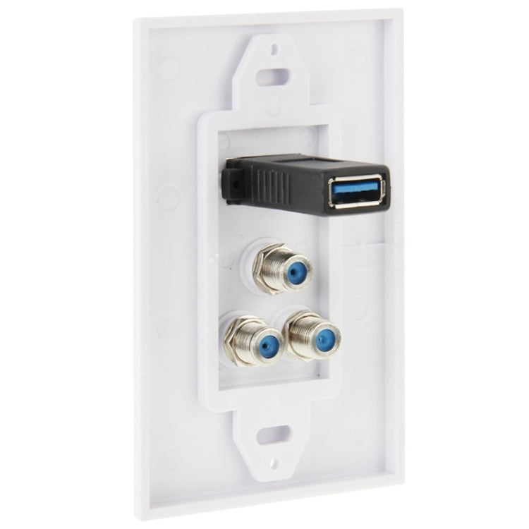 USB 3.0 Female Plug + 3 F Female Plugs Wall Plate Panel -  by PMC TechLife | Online Shopping South Africa | PMC TechLife | Buy Now Pay Later Mobicred