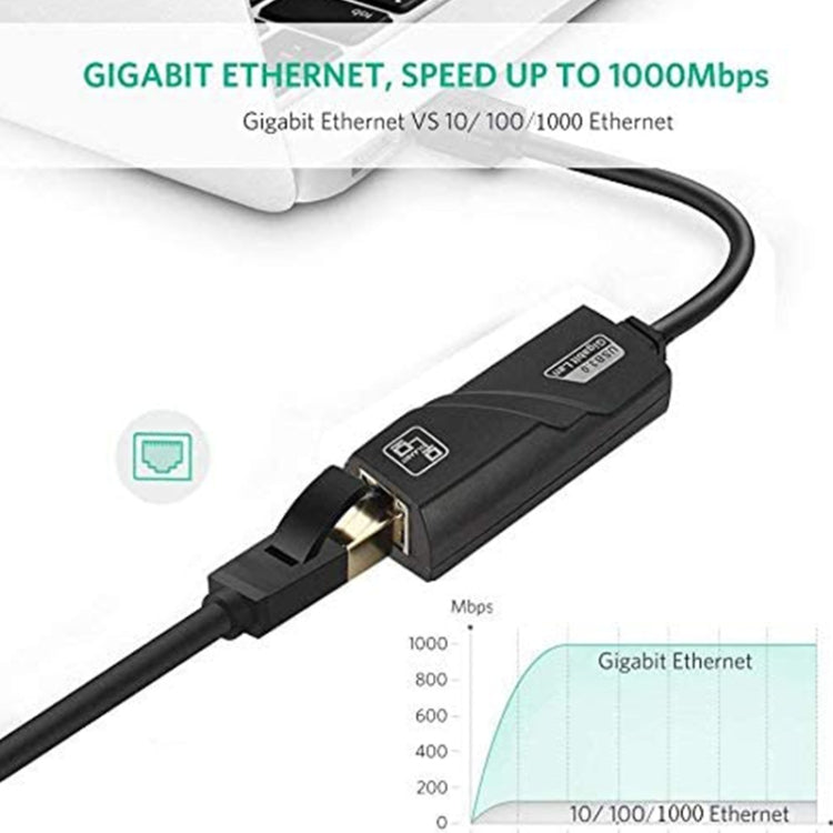 USB 3.0 10 / 100 / 1000Mbps Ethernet Adapter for Laptops, Plug and play(Black) - USB Network Adapter by PMC TechLife | Online Shopping South Africa | PMC TechLife | Buy Now Pay Later Mobicred