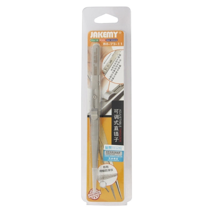 JAKEMY JM-T9-11 Adjustable Straight Tweezers(Silver) - Tweezers by JAKEMY | Online Shopping South Africa | PMC TechLife