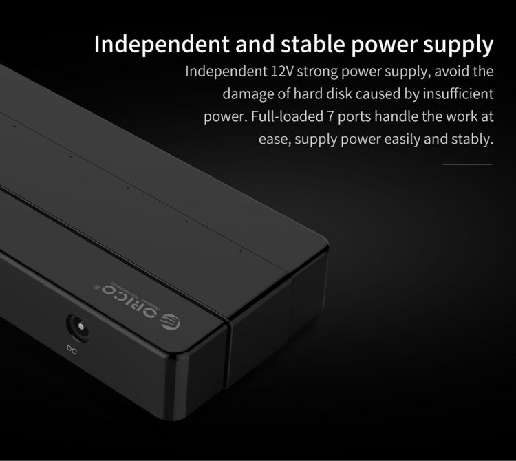 Orico H7928-U2-V1 Desktop 7 Ports USB 2.0 HUB with Power Adapter(Black) - free shipping - PMC Jewellery - Order now!