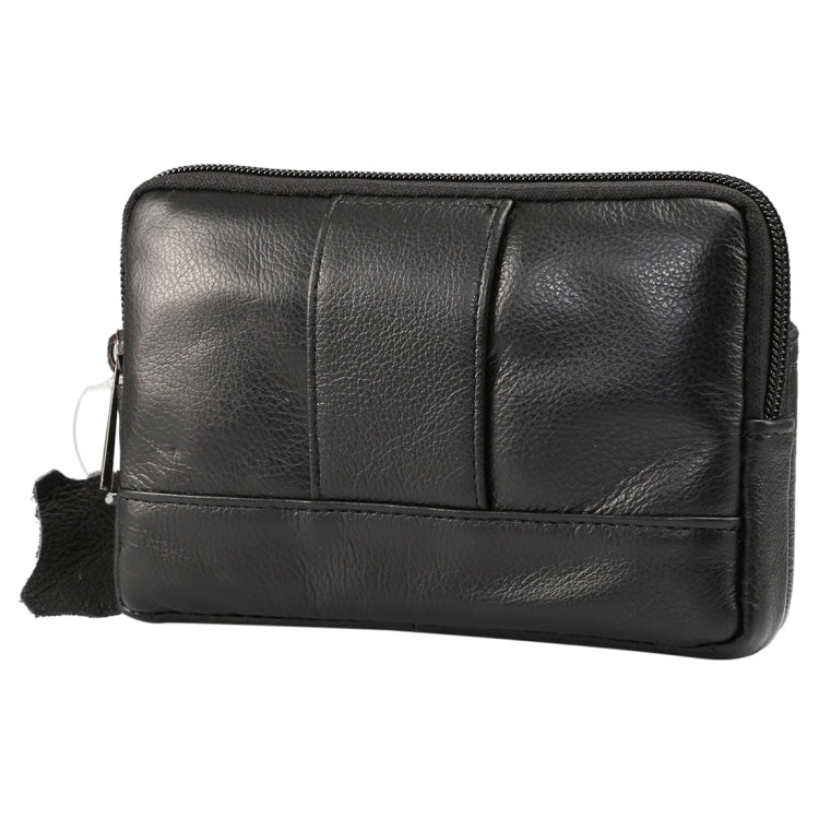 6.0 inch and Below Universal Genuine Leather Men Horizontal Style Case Waist Bag with Belt Hole, For Sony, Huawei, Meizu, Lenovo, ASUS, Cubot, Oneplus, Xiaomi, Ulefone, Letv, DOOGEE, Vkworld, and other Smartphones(Black) - More iPhone Cases by PMC Jewellery | Online Shopping South Africa | PMC Jewellery | Buy Now Pay Later Mobicred
