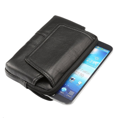 6.0 inch and Below Universal Genuine Leather Men Horizontal Style Case Waist Bag with Belt Hole, For Sony, Huawei, Meizu, Lenovo, ASUS, Cubot, Oneplus, Xiaomi, Ulefone, Letv, DOOGEE, Vkworld, and other Smartphones(Black) - More iPhone Cases by PMC Jewellery | Online Shopping South Africa | PMC Jewellery | Buy Now Pay Later Mobicred