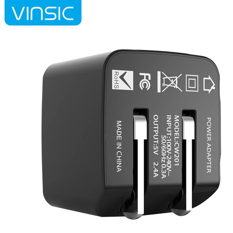 Vinsic 12W 5V 2.4A Output Dual USB Wall Charger USB Charger Adapter - USB Charger by VINSIC | Online Shopping South Africa | PMC Jewellery | Buy Now Pay Later Mobicred