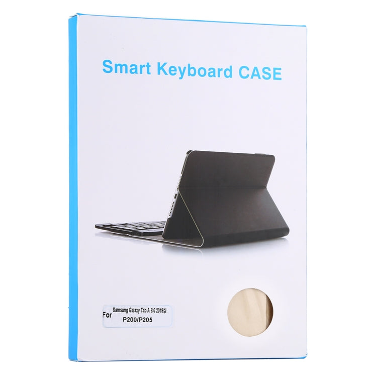 Ultra-thin Detachable Magnetic Bluetooth Keyboard Leather Tablet Case for Galaxy Tab A 8.0 2019 P200 / P205, with Holder(Gold) - Samsung Keyboard by PMC Jewellery | Online Shopping South Africa | PMC Jewellery