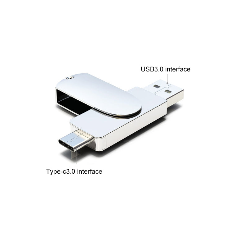 Kinzdi 64GB USB 3.0 + Type-C 3.0 Interface Metal Twister Flash Disk V11 (Silver) - USB Flash Drives by Kinzdi | Online Shopping South Africa | PMC Jewellery | Buy Now Pay Later Mobicred