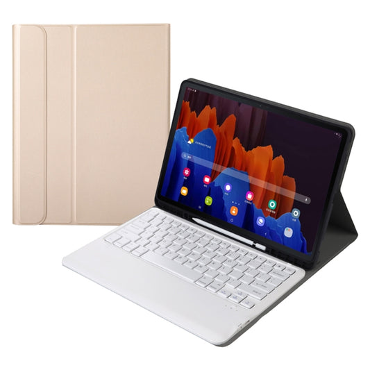 A970B Detachable Bluetooth Keyboard Ultrathin Horizontal Flip Leather Tablet Case with Pen Slot for Samsung Galaxy Tab S7 FE T730 / T736 / S7+ T970 / T975 / T976(Gold) - Samsung Keyboard by PMC Jewellery | Online Shopping South Africa | PMC Jewellery