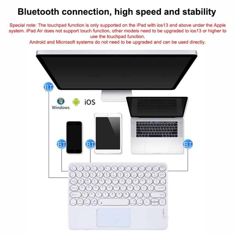 250C 10 inch Universal Tablet Round Keycap Wireless Bluetooth Keyboard with Touch Panel (Dark Green) - Universal Keyboard by PMC TechLife | Online Shopping South Africa | PMC TechLife