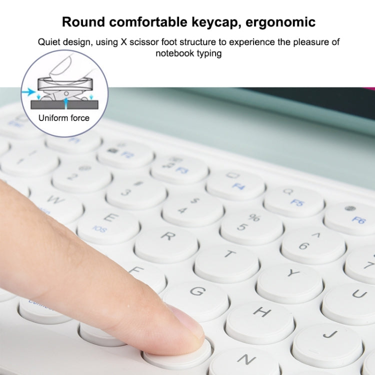 250C 10 inch Universal Tablet Round Keycap Wireless Bluetooth Keyboard with Touch Panel (White) - Universal Keyboard by PMC TechLife | Online Shopping South Africa | PMC TechLife