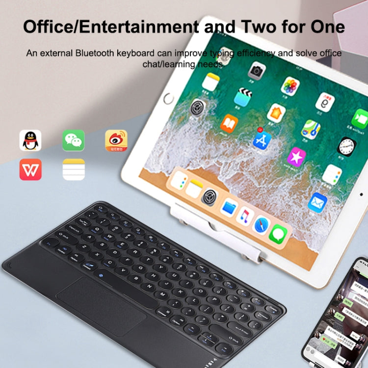 250C 10 inch Universal Tablet Round Keycap Wireless Bluetooth Keyboard with Touch Panel (Black) - Universal Keyboard by PMC TechLife | Online Shopping South Africa | PMC TechLife