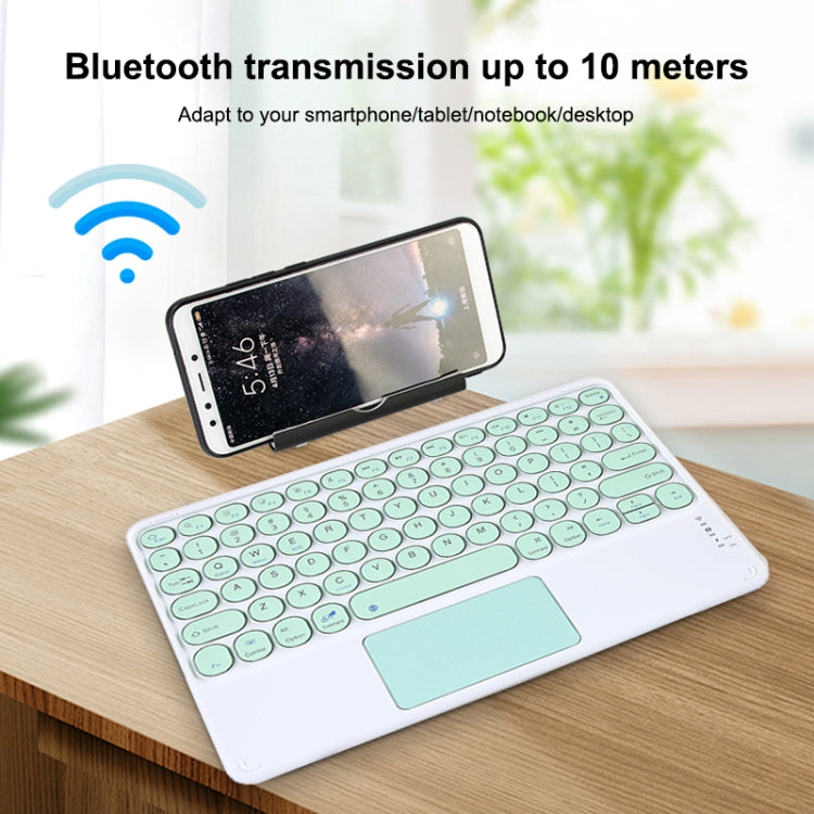 250C 10 inch Universal Tablet Round Keycap Wireless Bluetooth Keyboard with Touch Panel (White) - Universal Keyboard by PMC TechLife | Online Shopping South Africa | PMC TechLife