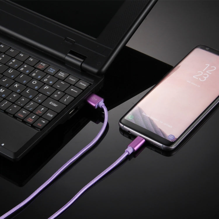 Knit Texture USB to USB-C / Type-C Data Sync Charging Cable, Cable Length: 1m, 3A Total Output, 2A Transfer Data(Purple) - free shipping - PMC TechLife - Order now!