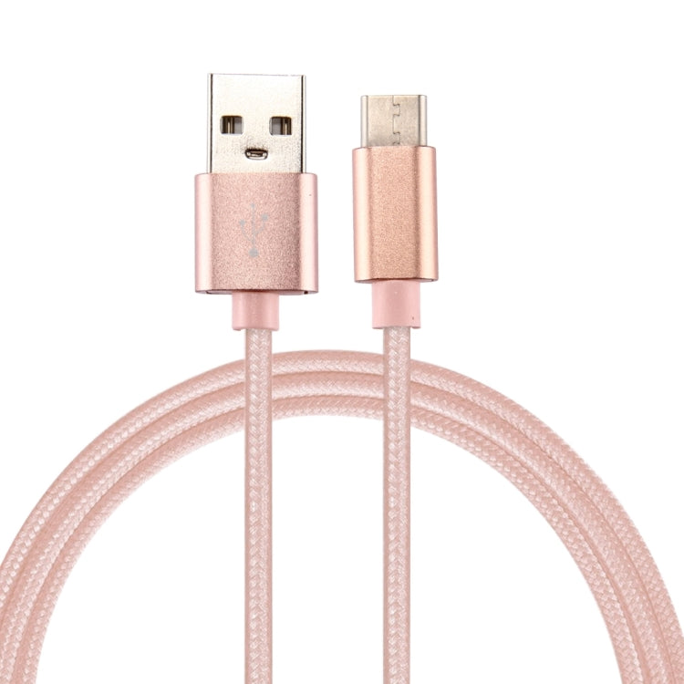 Knit Texture USB to USB-C / Type-C Data Sync Charging Cable, Cable Length: 2m, 3A Output(Rose Gold) - free shipping - PMC TechLife - Order now!