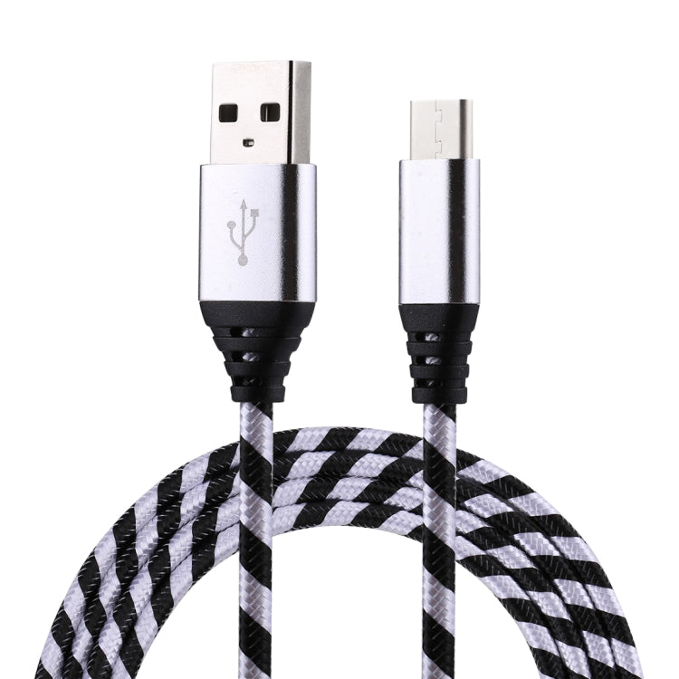 1m USB to USB-C / Type-C Nylon Weave Style Data Sync Charging Cable(Silver) - USB-C & Type-C Cable by PMC TechLife | Online Shopping South Africa | PMC TechLife | Buy Now Pay Later Mobicred