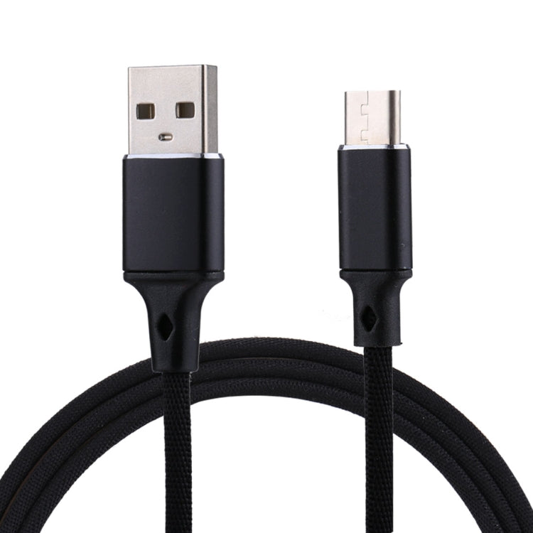 1m 2A Output USB to USB-C / Type-C Nylon Weave Style Data Sync Charging Cable(Black) - free shipping - PMC TechLife - Order now!
