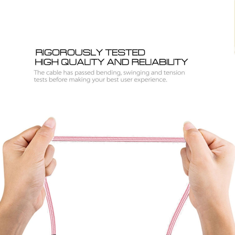 1m 2A Output USB to USB-C / Type-C Nylon Weave Style Data Sync Charging Cable(Pink) - USB-C & Type-C Cable by PMC TechLife | Online Shopping South Africa | PMC TechLife | Buy Now Pay Later Mobicred