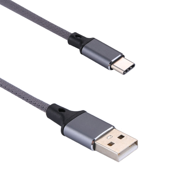 1m 2A Output USB to USB-C / Type-C Nylon Weave Style Data Sync Charging Cable(Grey) - USB-C & Type-C Cable by PMC TechLife | Online Shopping South Africa | PMC TechLife | Buy Now Pay Later Mobicred