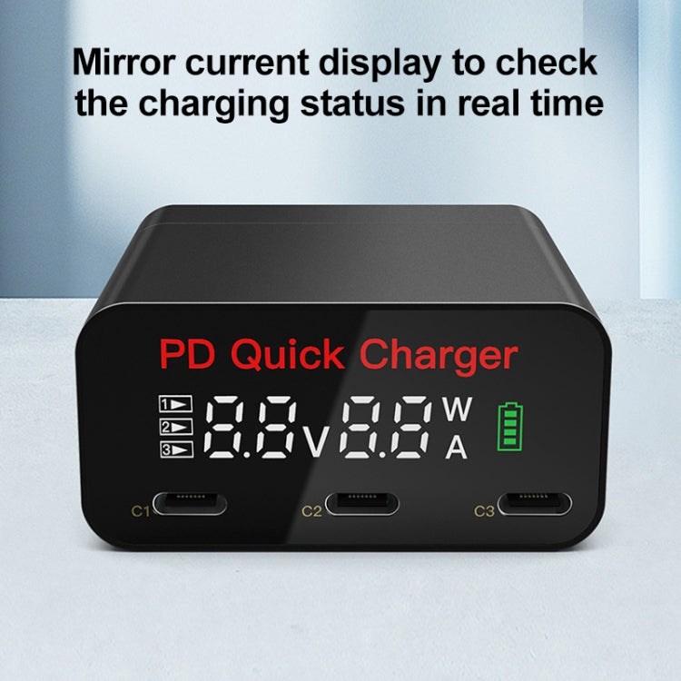 WLX-X8 65W Max 3 Ports USB-C / Type-C Quick Charger Adapter, US Plug (Black) - free shipping - PMC Jewellery - Order now!
