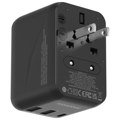 MOMAX UA11 1-World 20W PD Global Travel Fast Charger Power Adapter(Black) - Plug Adaptor by MOMAX | Online Shopping South Africa | PMC Jewellery | Buy Now Pay Later Mobicred