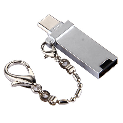 Mini Aluminum Alloy USB 2.0 Female to USB-C / Type-C Male Port Connector Adapter with Chain(Grey) - OTG Adapter by PMC Jewellery | Online Shopping South Africa | PMC Jewellery | Buy Now Pay Later Mobicred