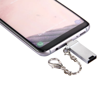 Mini Aluminum Alloy USB 2.0 Female to USB-C / Type-C Male Port Connector Adapter with Chain(Grey) - OTG Adapter by PMC Jewellery | Online Shopping South Africa | PMC Jewellery | Buy Now Pay Later Mobicred