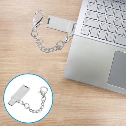 Mini Aluminum Alloy USB 2.0 Female to USB-C / Type-C Male Port Connector Adapter with Chain(Grey) - OTG Adapter by PMC Jewellery | Online Shopping South Africa | PMC Jewellery | Buy Now Pay Later Mobicred