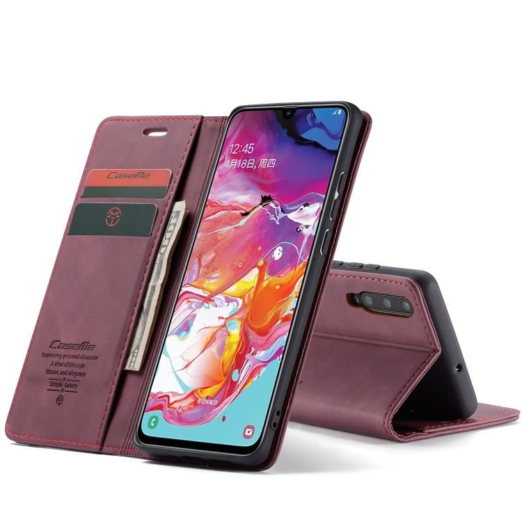 CaseMe-013 Multifunctional Retro Frosted Horizontal Flip Leather Case for Galaxy A70, with Card Slot & Holder & Zipper Wallet & Photo Frame(Wine Red) - Galaxy Phone Cases by CaseMe | Online Shopping South Africa | PMC Jewellery | Buy Now Pay Later Mobicred