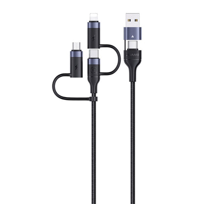 USAMS US-SJ547 U62 USB + Type-C / USB-C toType-C / USB-C + 8 Pin + Micro Aluminum Alloy PD Fast Charging Data Cable, Length: 1.2m(Black) - Multifunction Cable by USAMS | Online Shopping South Africa | PMC Jewellery | Buy Now Pay Later Mobicred