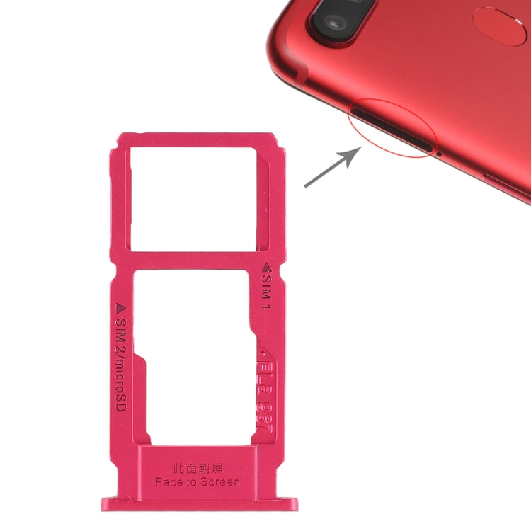 For OPPO R11s SIM Card Tray + SIM Card Tray / Micro SD Card Tray (Red) - Card Socket by PMc TechLife | Online Shopping South Africa | PMc TechLife | Buy Now Pay Later Mobicred