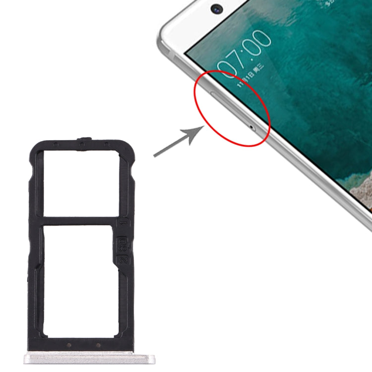 SIM Card Tray + SIM Card Tray / Micro SD Card Tray for Nokia 7 TA-1041 (White) - Card Tray by PMc TechLife | Online Shopping South Africa | PMc TechLife | Buy Now Pay Later Mobicred