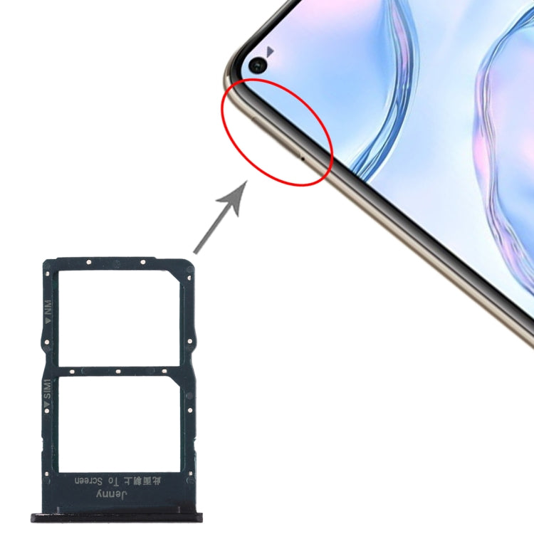 SIM Card Tray + NM Card Tray for Huawei Nova 6 SE (Black) - Card Socket by PMc TechLife | Online Shopping South Africa | PMc TechLife | Buy Now Pay Later Mobicred