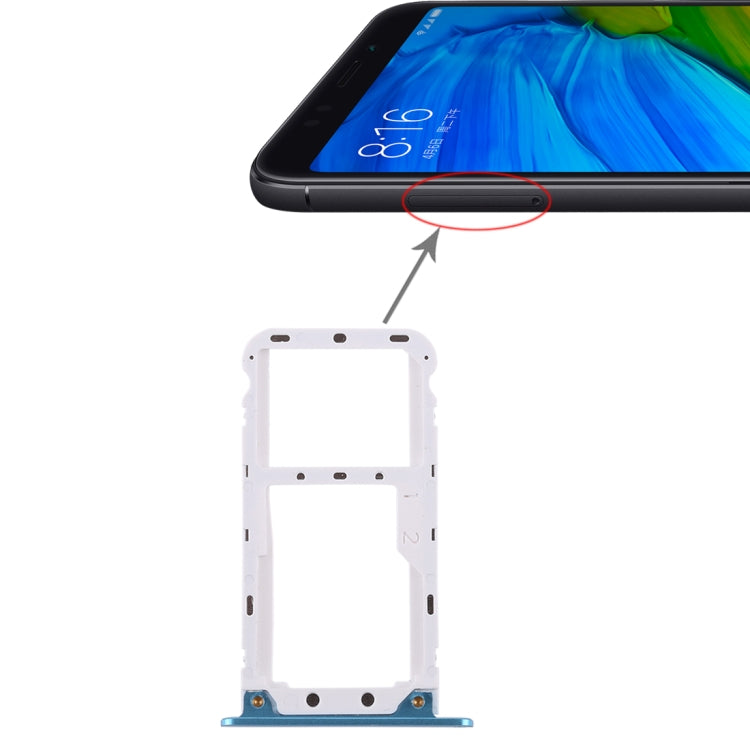 2 SIM Card Tray / Micro SD Card Tray for Xiaomi Redmi 5 Plus(Blue) - Card Tray by PMc TechLife | Online Shopping South Africa | PMc TechLife | Buy Now Pay Later Mobicred