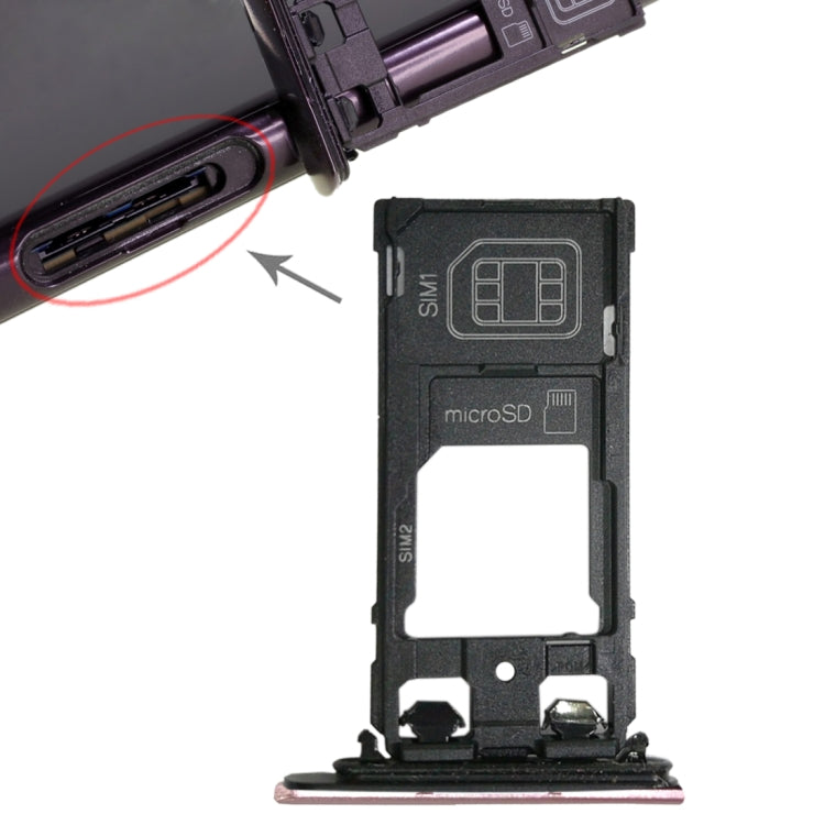 SIM1 Card Tray + SIM2 Card / Micro SD Card Tray for Sony Xperia XZ(Pink) - Card Tray by PMC TechLife | Online Shopping South Africa | PMC TechLife | Buy Now Pay Later Mobicred