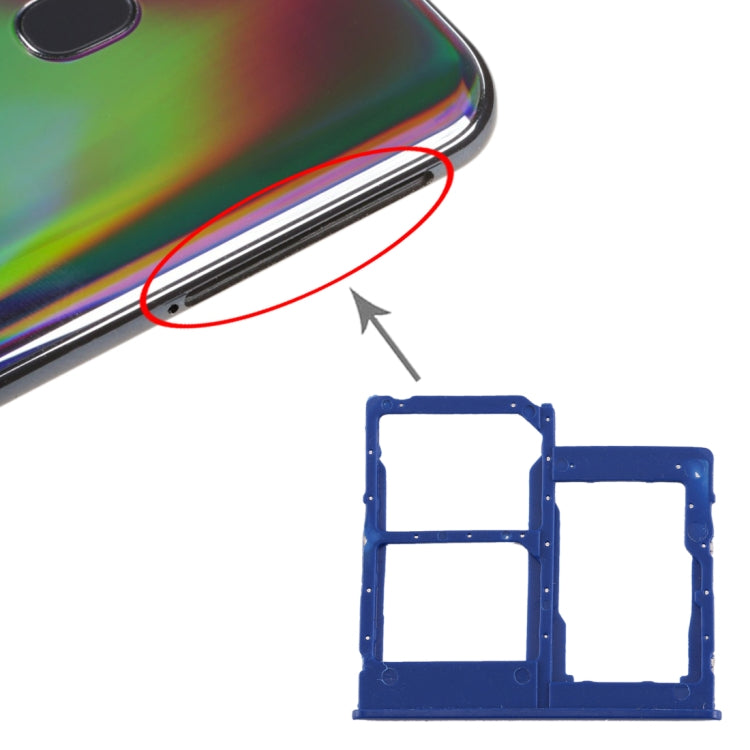 For Galaxy A40 SIM Card Tray + SIM Card Tray + Micro SD Card Tray (Blue) - free shipping - PMc TechLife - Order now!
