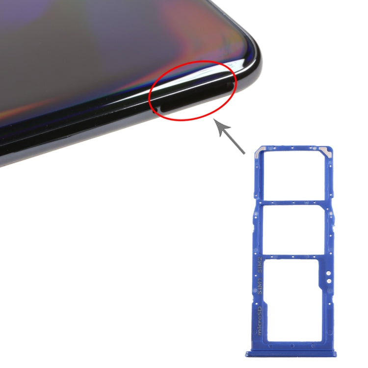 For Galaxy A70 SIM Card Tray + SIM Card Tray + Micro SD Card Tray (Blue) - free shipping - PMc TechLife - Order now!