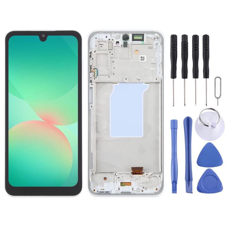 For Samsung Galaxy A26 SM-A266B 6.46 inch OLED LCD Screen Digitizer Full Assembly with Frame (White) - free shipping - PMc TechLife - Order now!