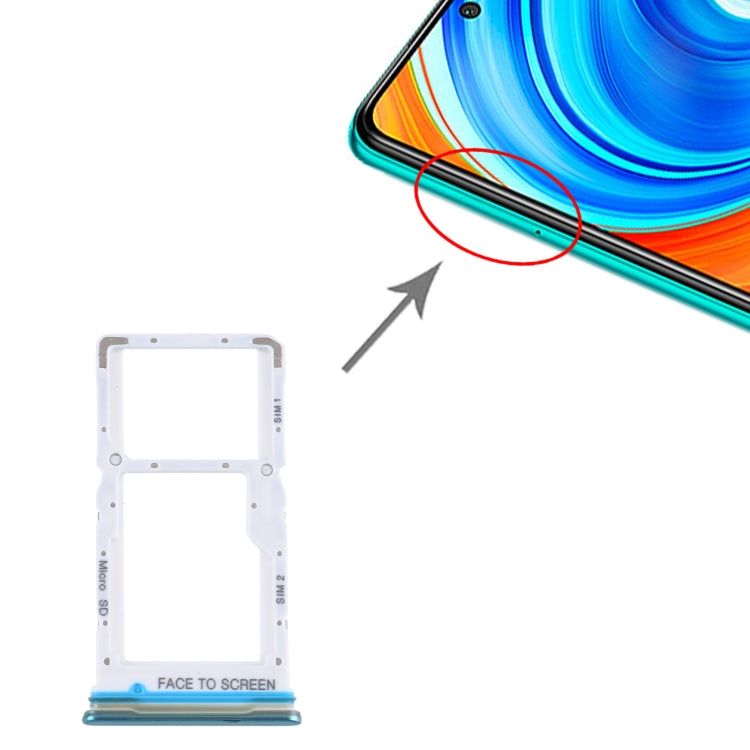SIM Card Tray + SIM Card Tray / Micro SD Card Tray for Xiaomi Redmi Note 9 Pro 5G M2007J17C (Green) - free shipping - PMc TechLife - Order now!