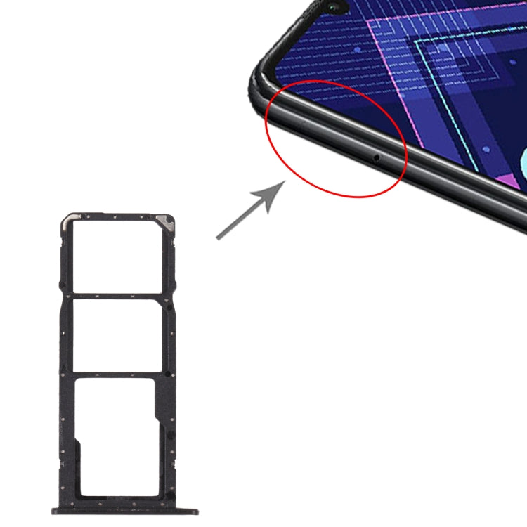 SIM Card Tray + SIM Card Tray + Micro SD Card Tray for Honor 8A 2020 (Black) - Card Socket by PMc TechLife | Online Shopping South Africa | PMc TechLife | Buy Now Pay Later Mobicred