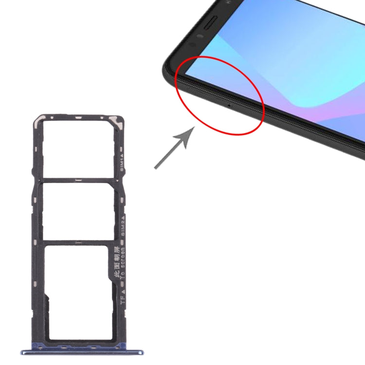 SIM Card Tray + SIM Card Tray + Micro SD Card Tray for Huawei Y6 (2018) (Blue) - Card Socket by PMc TechLife | Online Shopping South Africa | PMc TechLife | Buy Now Pay Later Mobicred