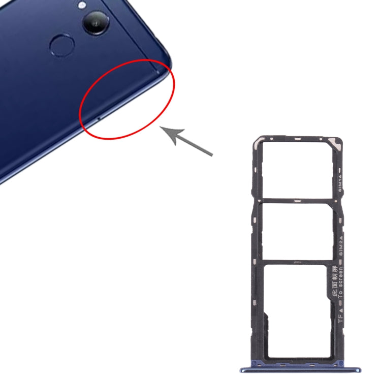 SIM Card Tray + SIM Card Tray + Micro SD Card Tray for Honor 7A Pro (Blue) - Card Socket by PMc TechLife | Online Shopping South Africa | PMc TechLife | Buy Now Pay Later Mobicred