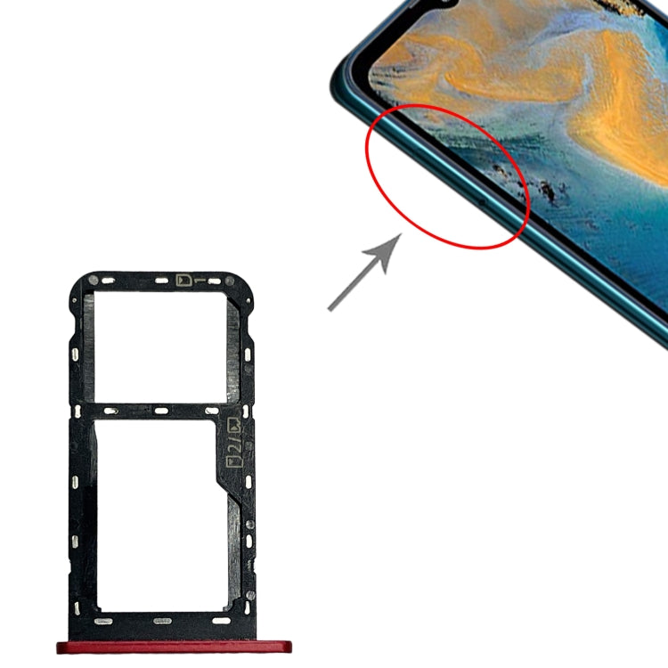 SIM Card Tray + Micro SD Card Tray for ZTE Blade A51 (Red) - For ZTE by PMC TechLife | Online Shopping South Africa | PMC TechLife