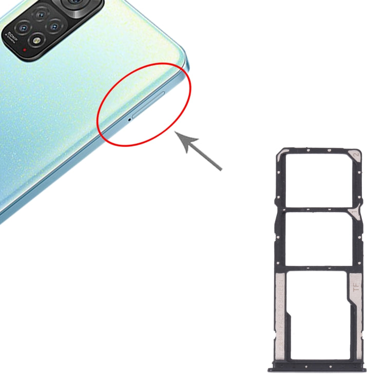 SIM Card Tray + SIM Card Tray + Micro SD card tray for Xiaomi Redmi Note 11 4G / Redmi Note 11S 4G(Black) - Card Tray by PMc TechLife | Online Shopping South Africa | PMc TechLife | Buy Now Pay Later Mobicred